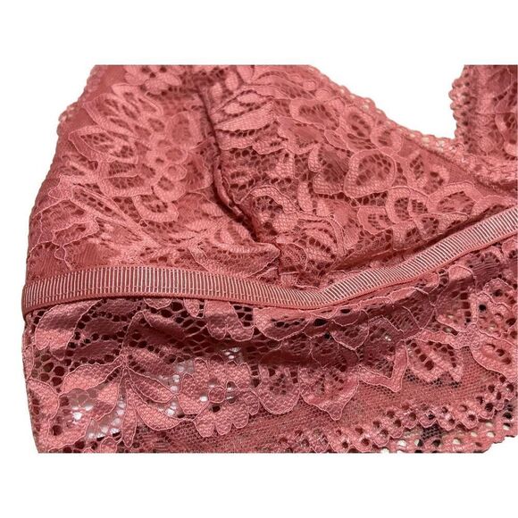 Lace Bralette Bra Top Mauve Pink Floral Delicate Lingerie Comfortable - Picture 2 of 5